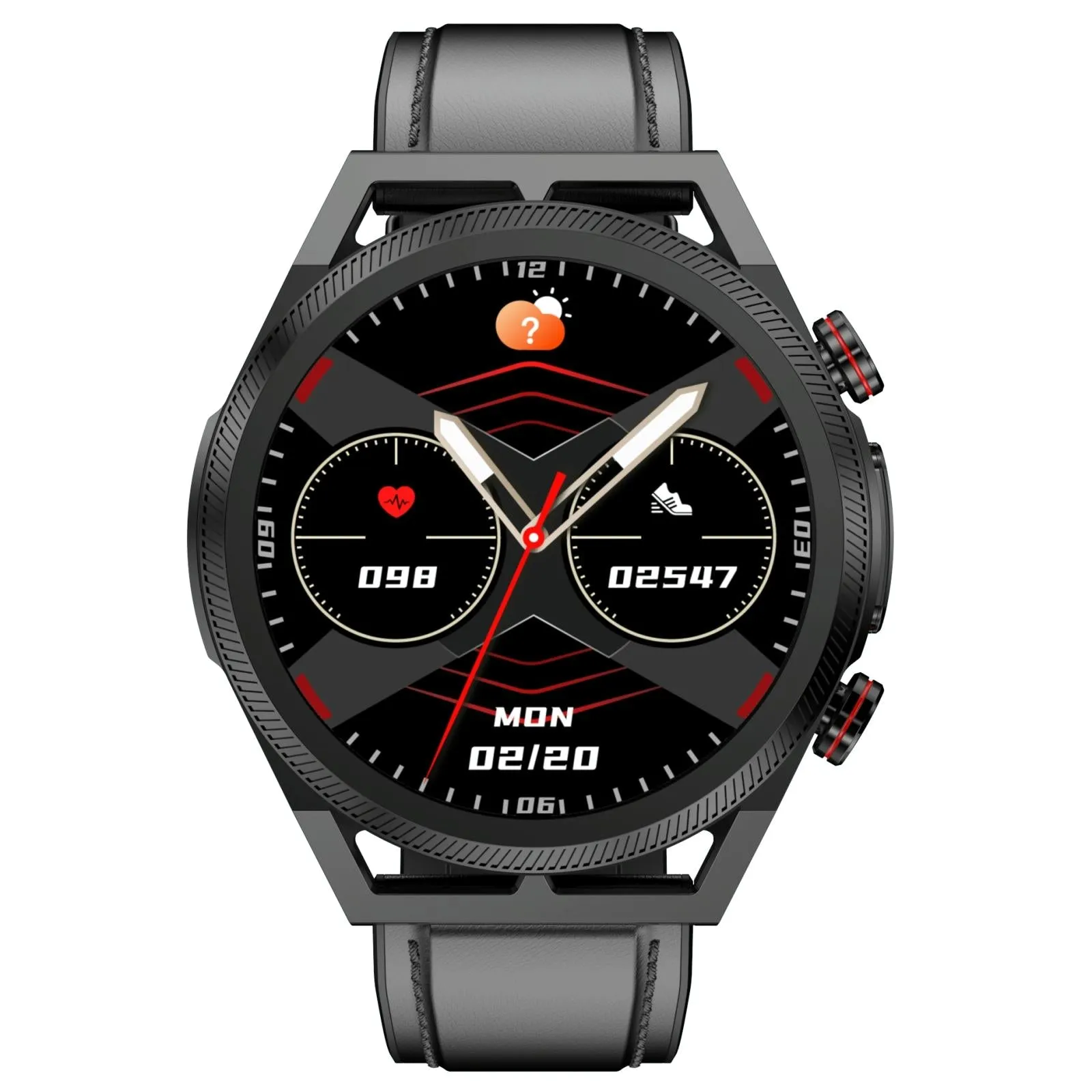1.39 Inch Ips Screen Ip67 Waterproof Leather Band Smart Watch Support Body Temperature Monitoring / Ecg
