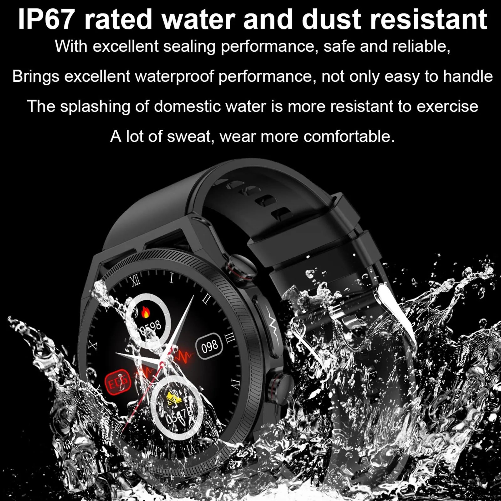 1.39 Inch Ips Screen Ip67 Waterproof Leather Band Smart Watch Support Body Temperature Monitoring / Ecg