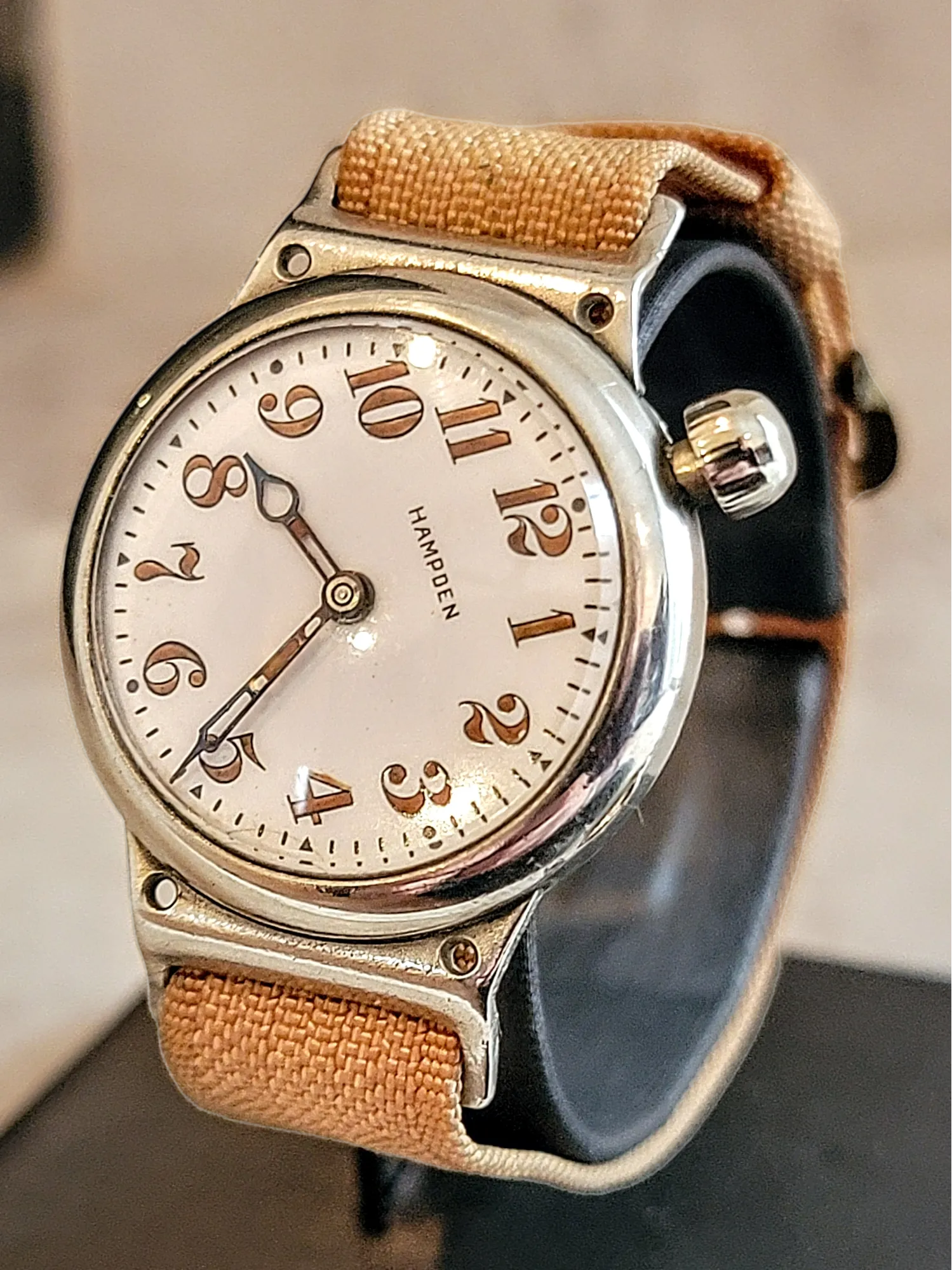1914 HAMPDEN "No. 400" Trench Watch 15 Jewels U.S. Army Wristwatch