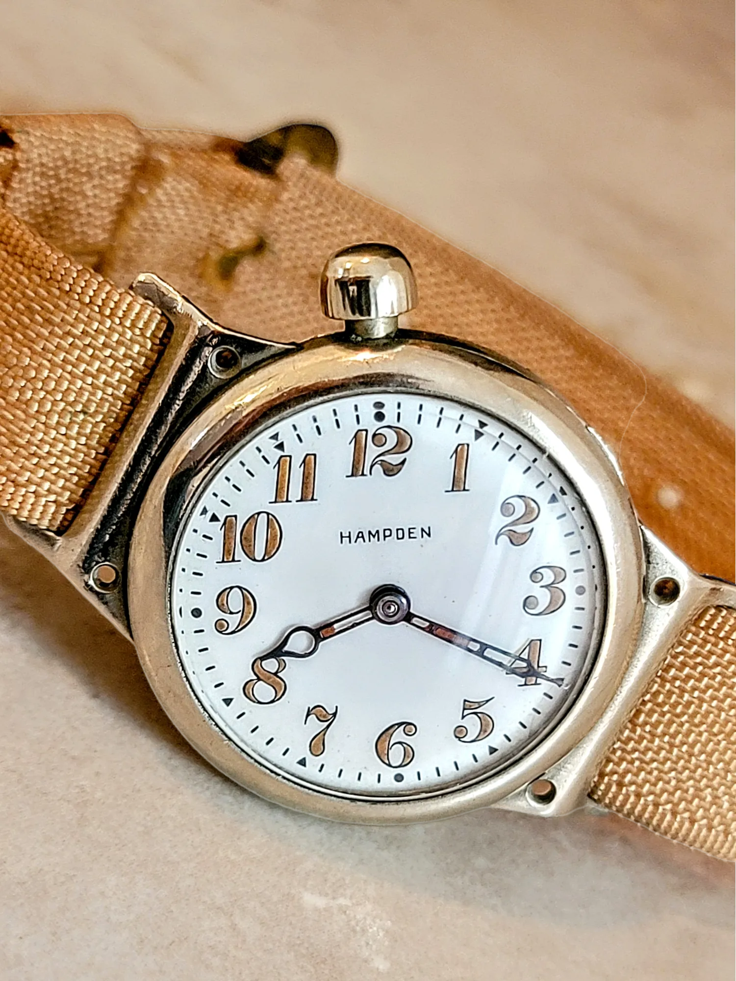 1914 HAMPDEN "No. 400" Trench Watch 15 Jewels U.S. Army Wristwatch