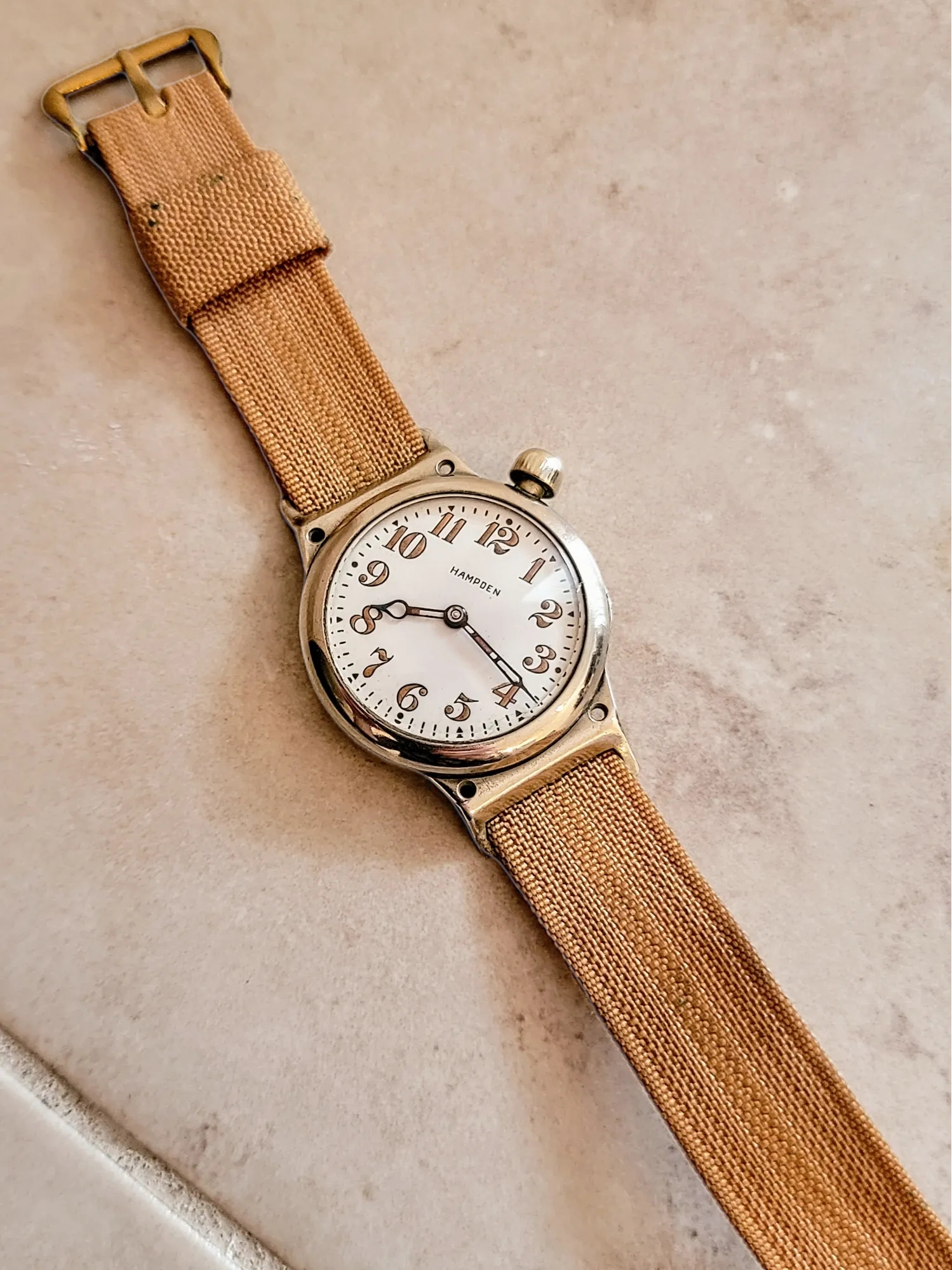 1914 HAMPDEN "No. 400" Trench Watch 15 Jewels U.S. Army Wristwatch