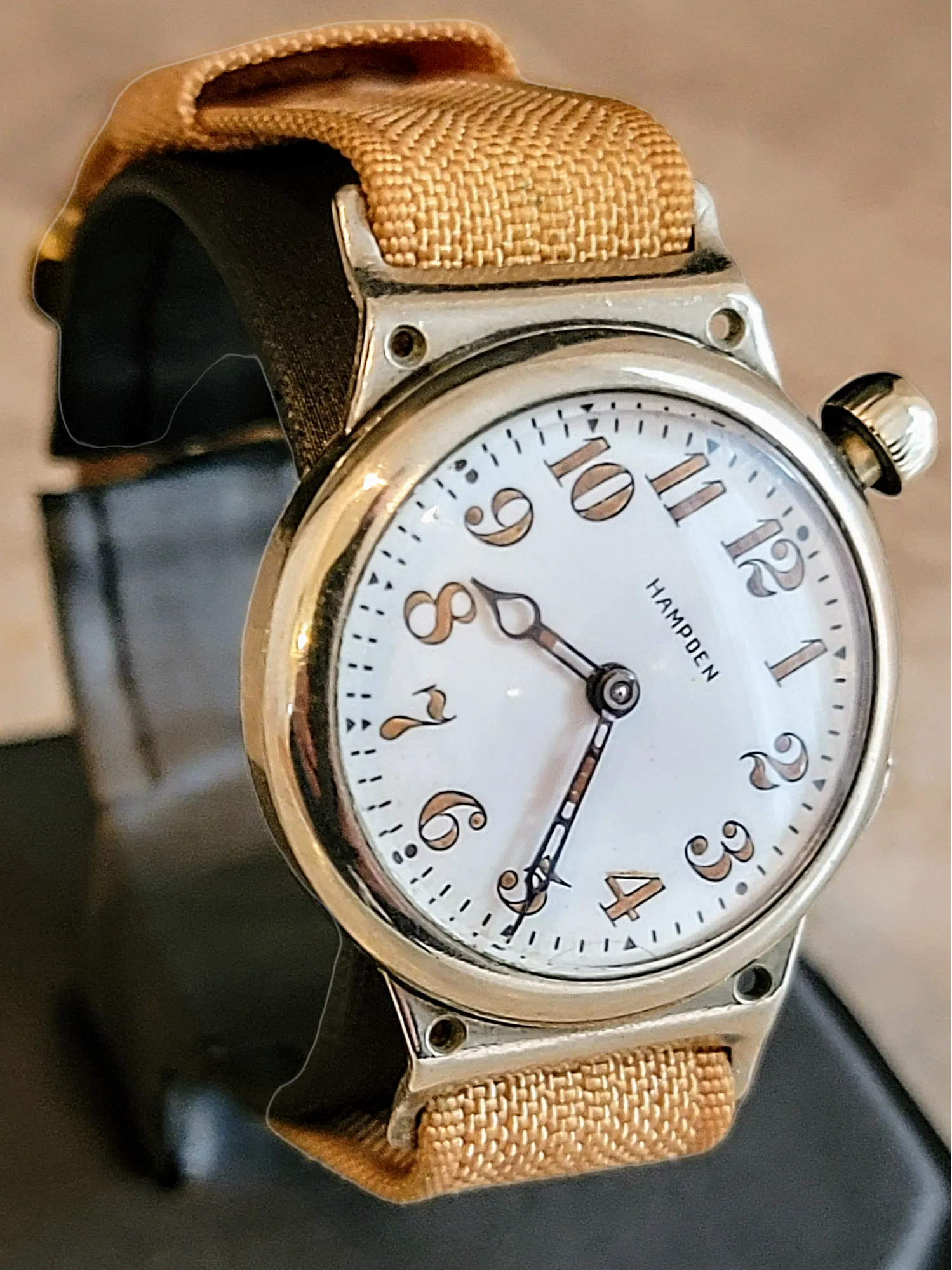 1914 HAMPDEN "No. 400" Trench Watch 15 Jewels U.S. Army Wristwatch