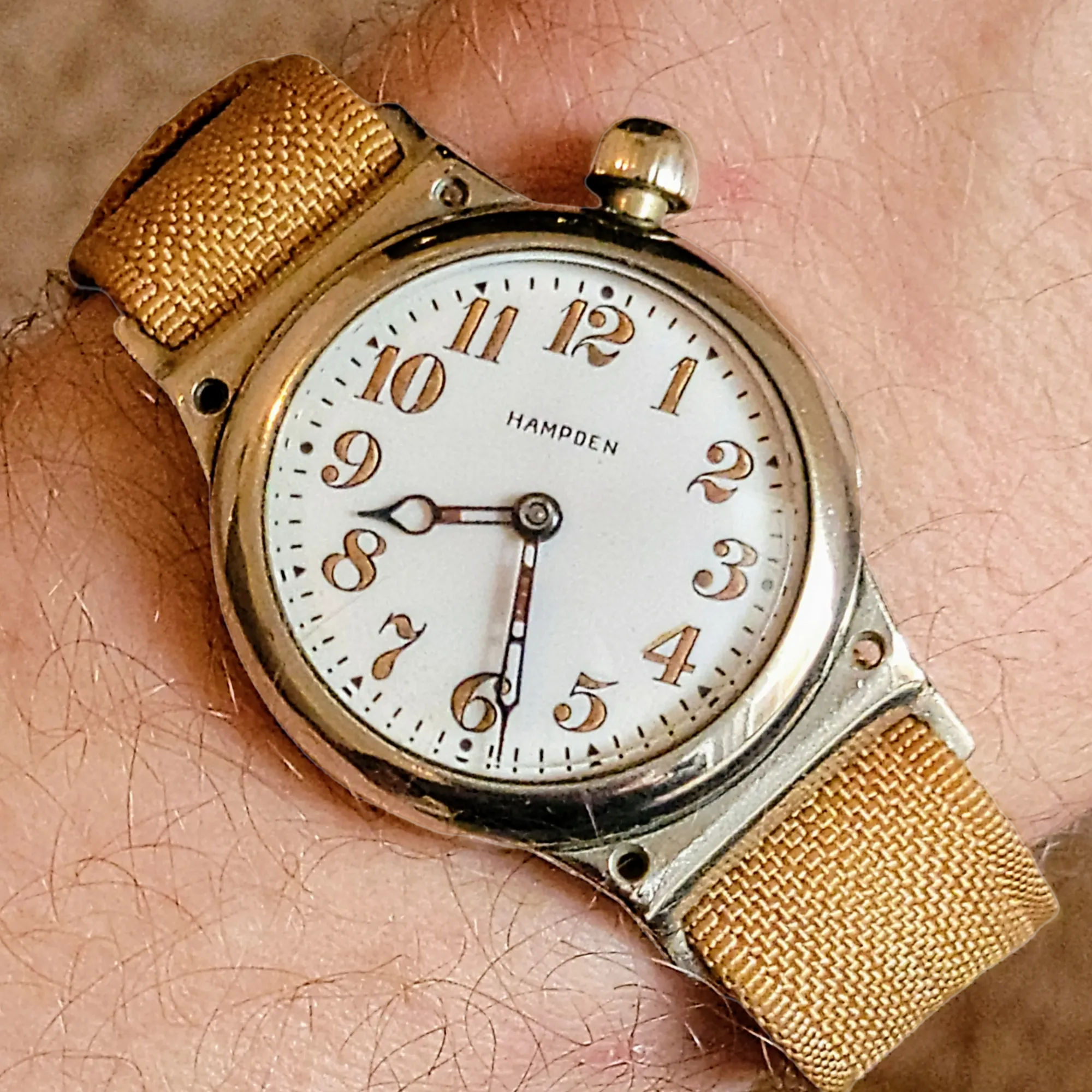 1914 HAMPDEN "No. 400" Trench Watch 15 Jewels U.S. Army Wristwatch