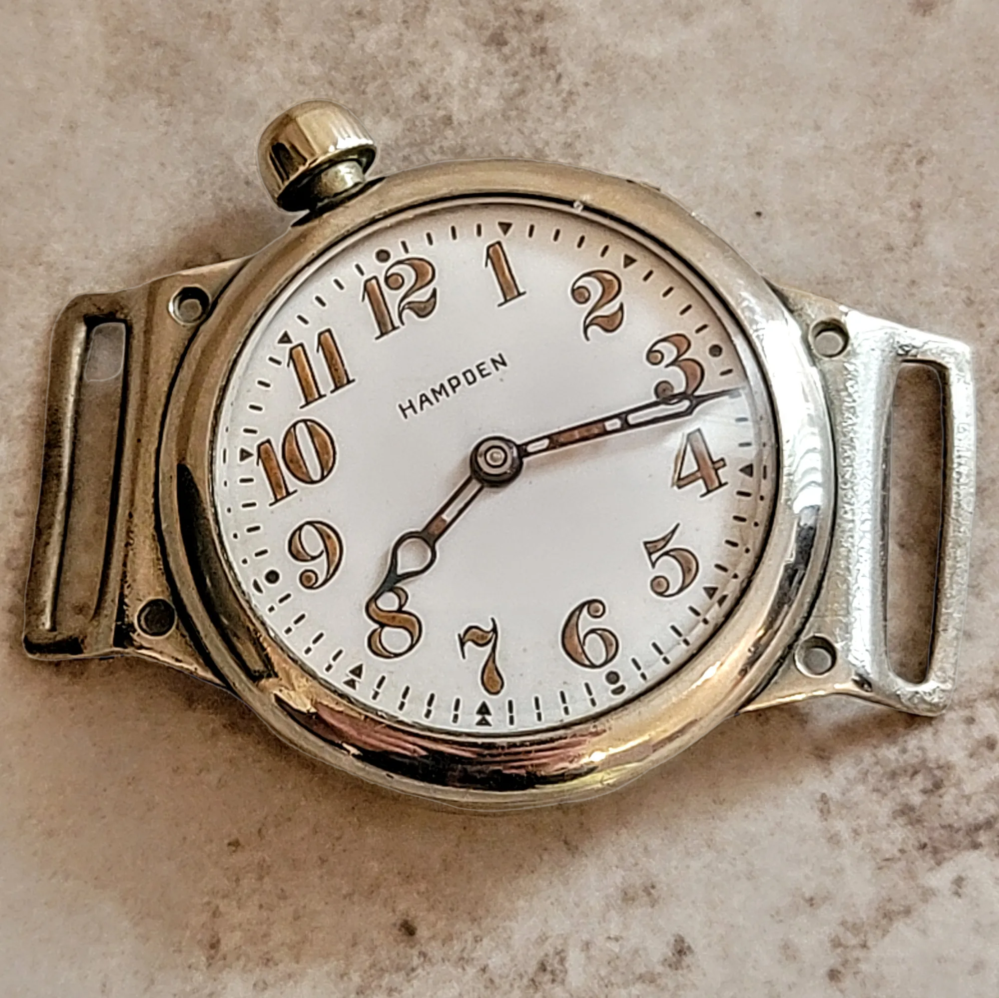 1914 HAMPDEN "No. 400" Trench Watch 15 Jewels U.S. Army Wristwatch