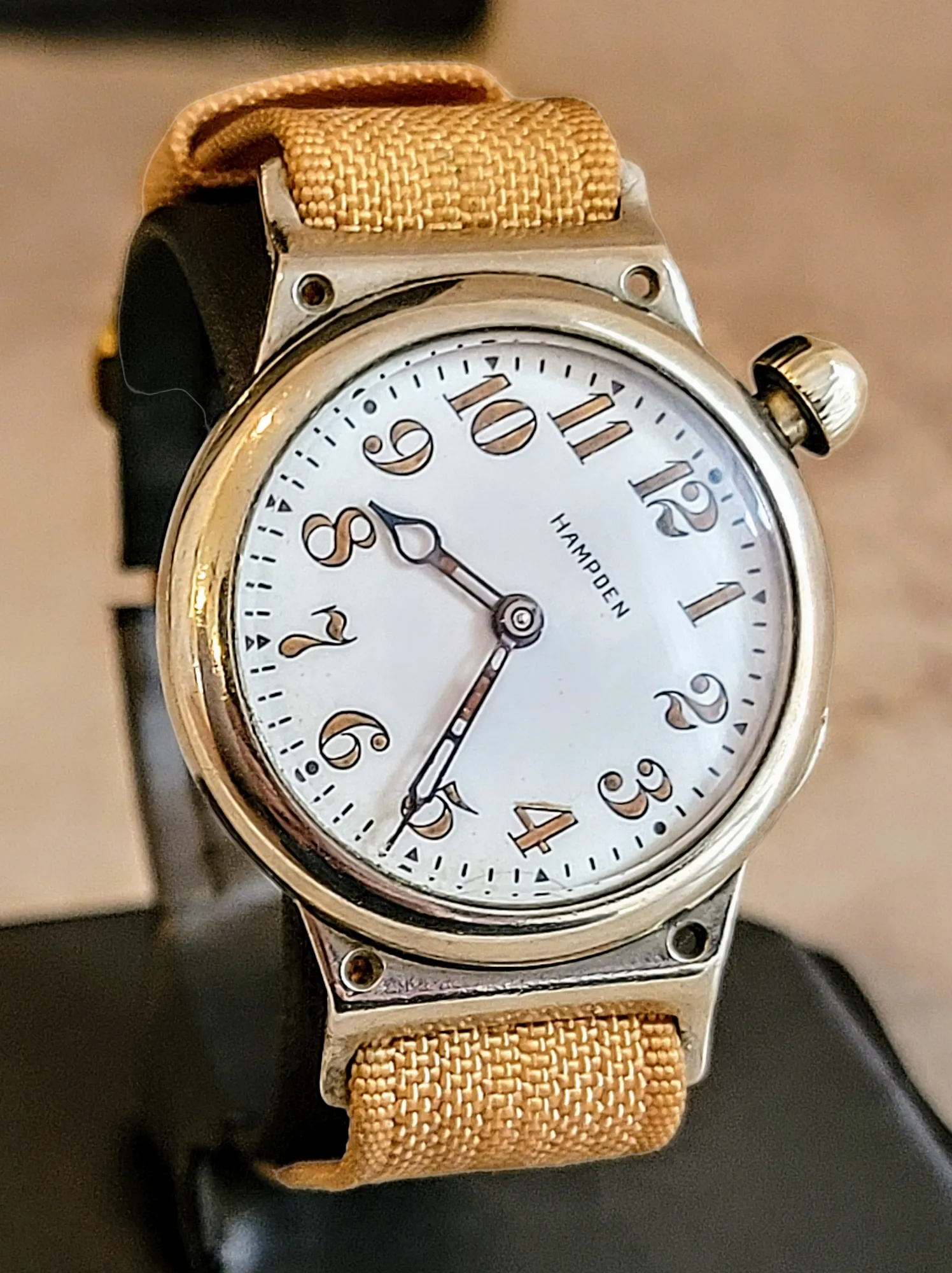 1914 HAMPDEN "No. 400" Trench Watch 15 Jewels U.S. Army Wristwatch