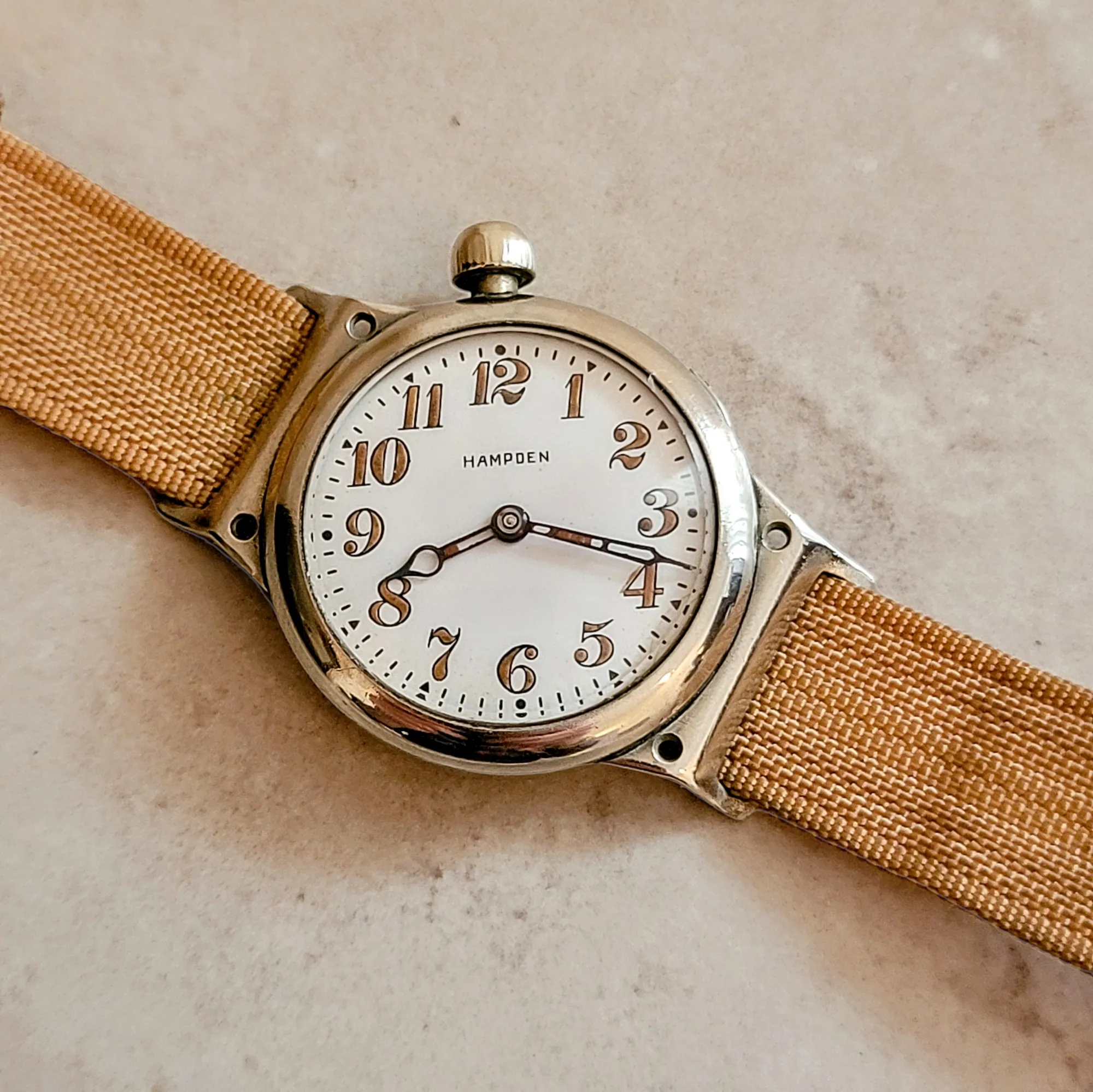 1914 HAMPDEN "No. 400" Trench Watch 15 Jewels U.S. Army Wristwatch