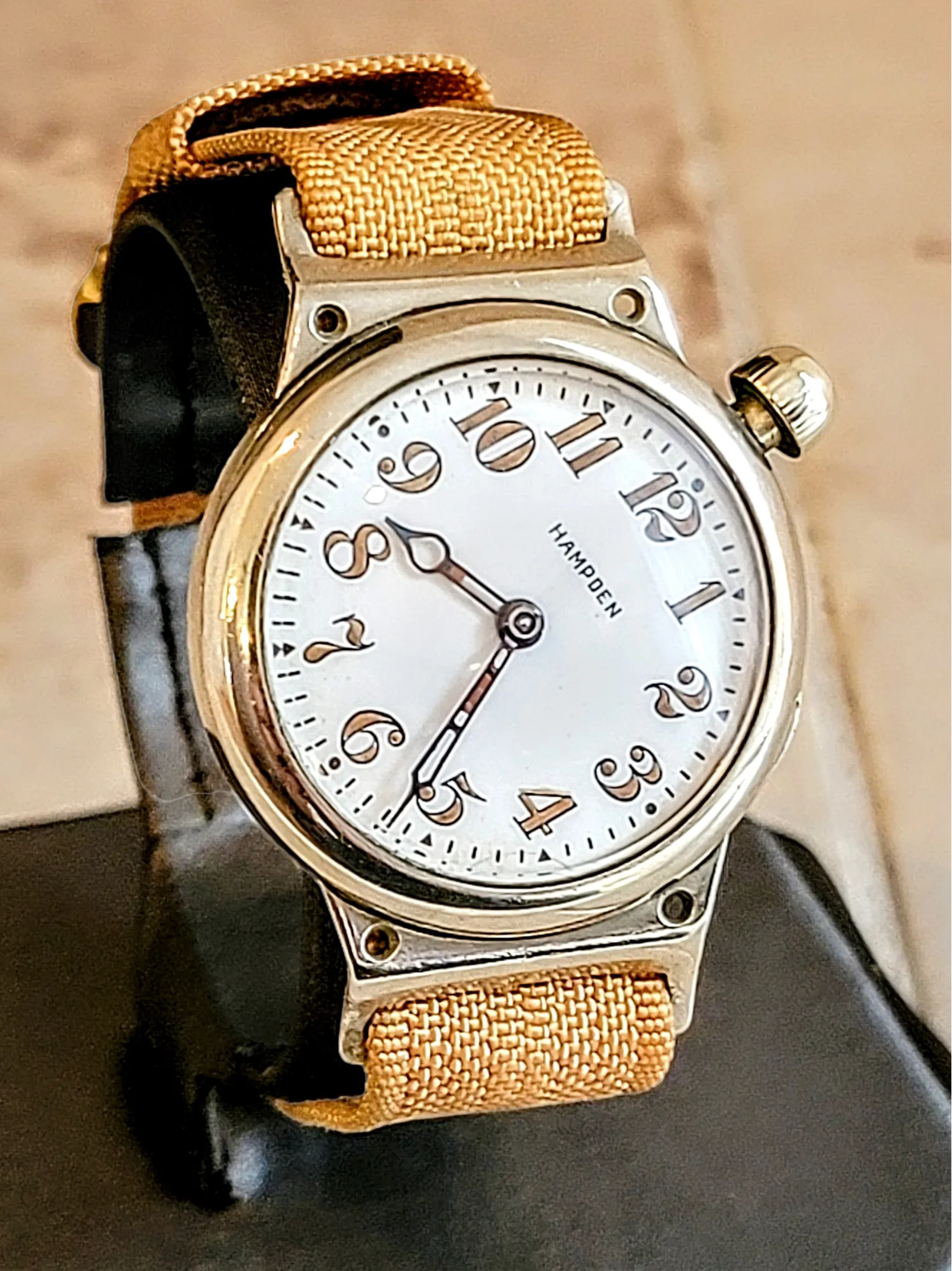 1914 HAMPDEN "No. 400" Trench Watch 15 Jewels U.S. Army Wristwatch