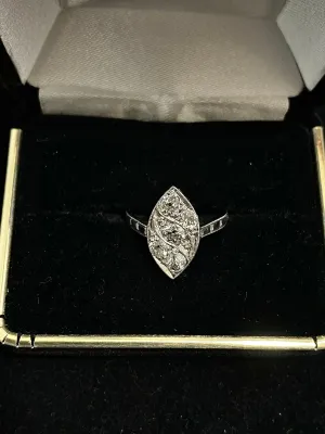 1920 Antique Designer Solid White Gold Ring with 5 Diamonds - $10K Appraisal Value w/ CoA! }