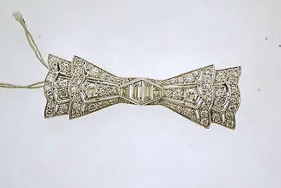 1920s Stunning Art Deco 4.50 Carat Diamond Bow Tie Design Brooch in Platinum - $30K VALUE