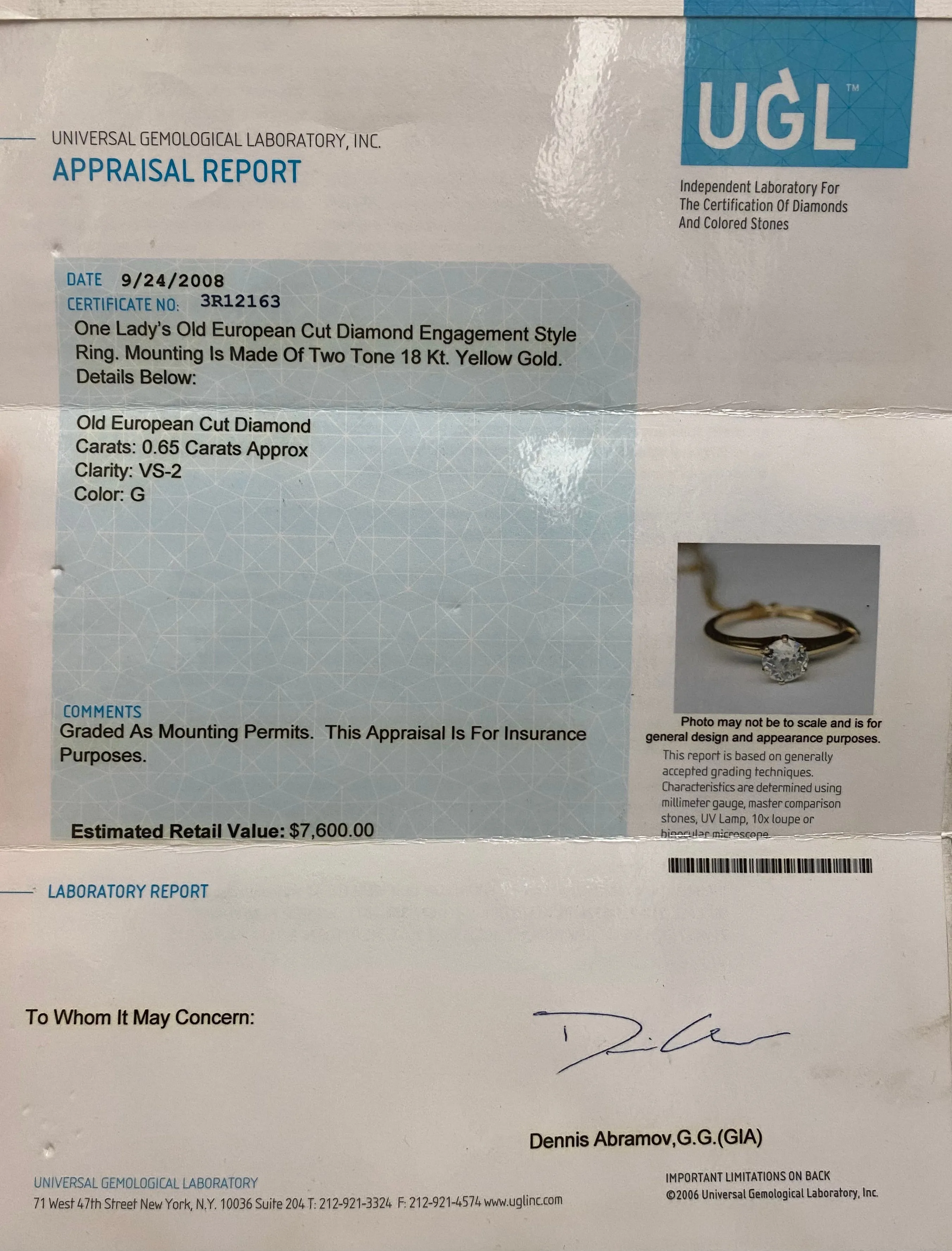 1930's Antique Design Solid Yellow Gold Diamond Solitaire Engagement Ring - $20K Appraisal Value w/CoA}