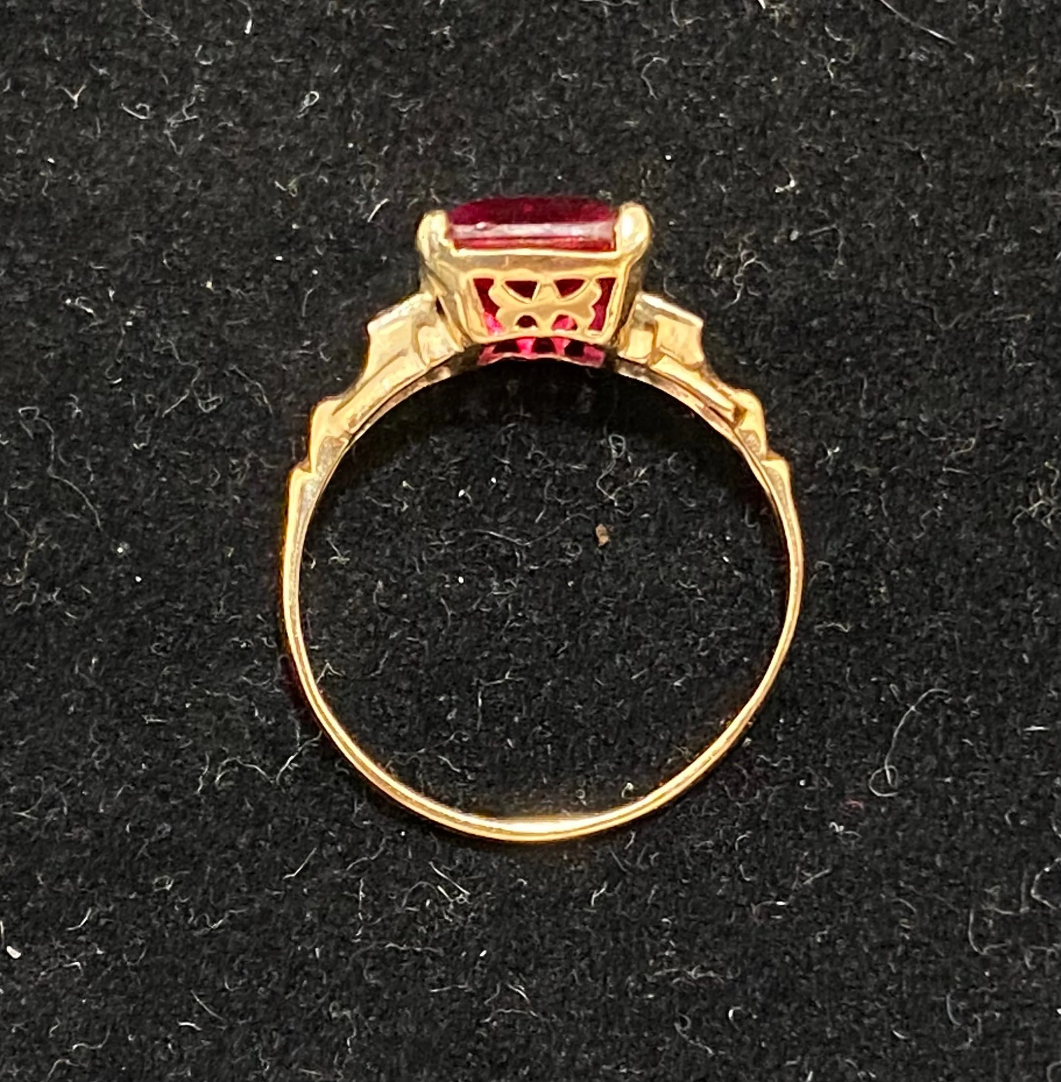1930's Antique Solid Yellow Gold Ruby & Diamond Ring - $3K Appraisal Value w/ CoA!