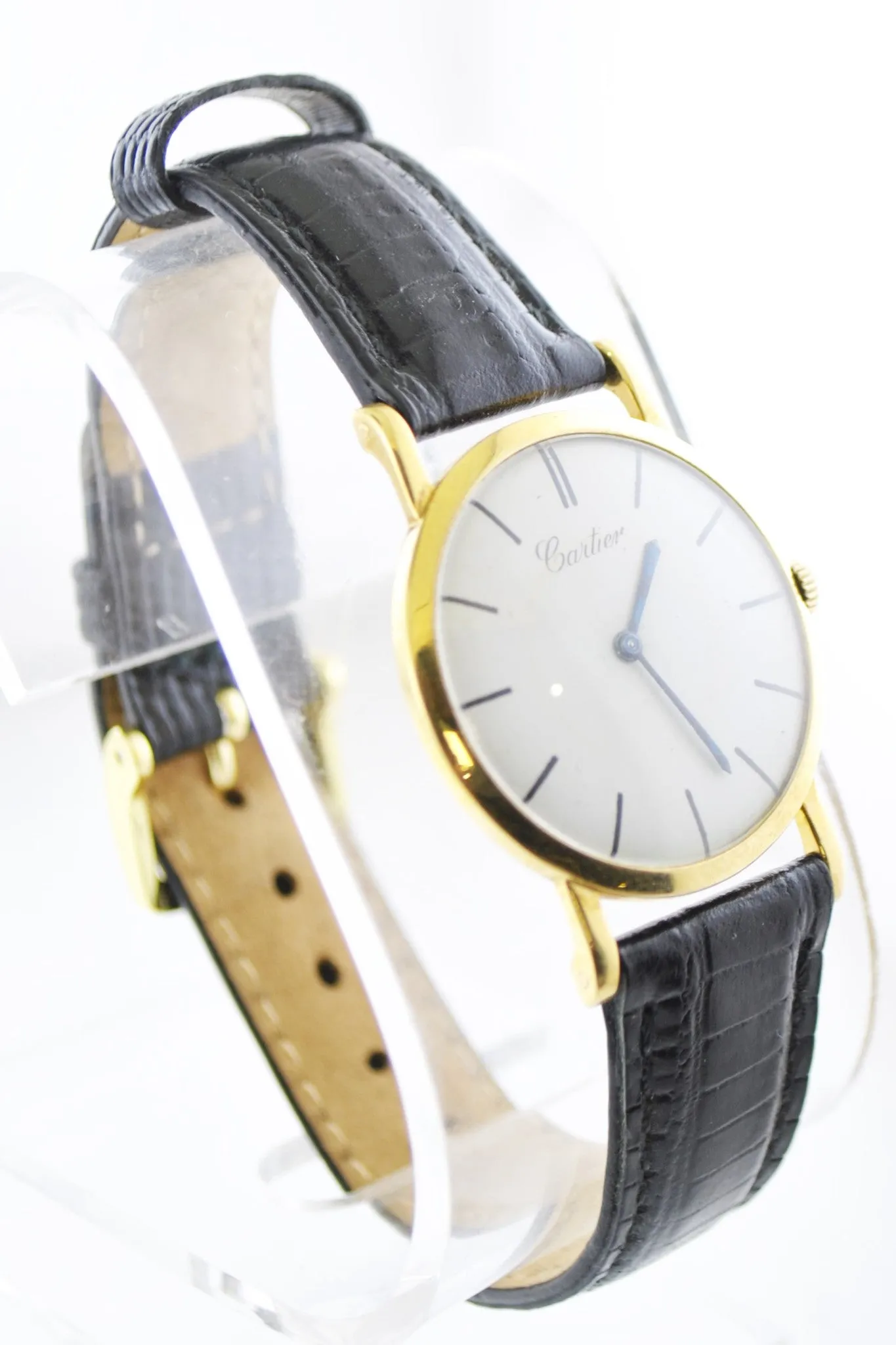 1930's Cartier Mechanic Round Wristwatch on Leather Strap in 18 Karat Yellow Gold - $40K VALUE