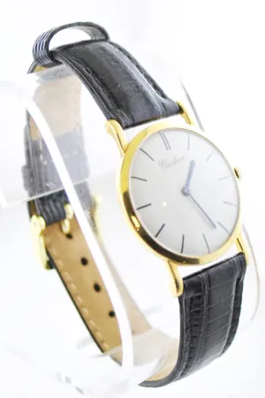 1930's Cartier Mechanic Round Wristwatch on Leather Strap in 18 Karat Yellow Gold - $40K VALUE