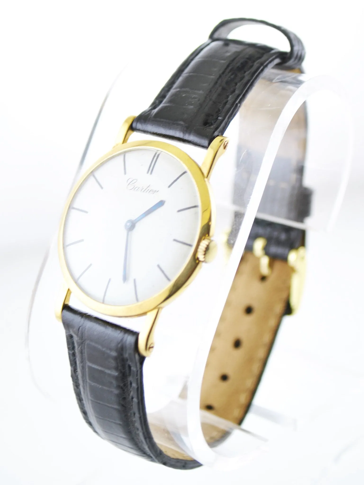 1930's Cartier Mechanic Round Wristwatch on Leather Strap in 18 Karat Yellow Gold - $40K VALUE