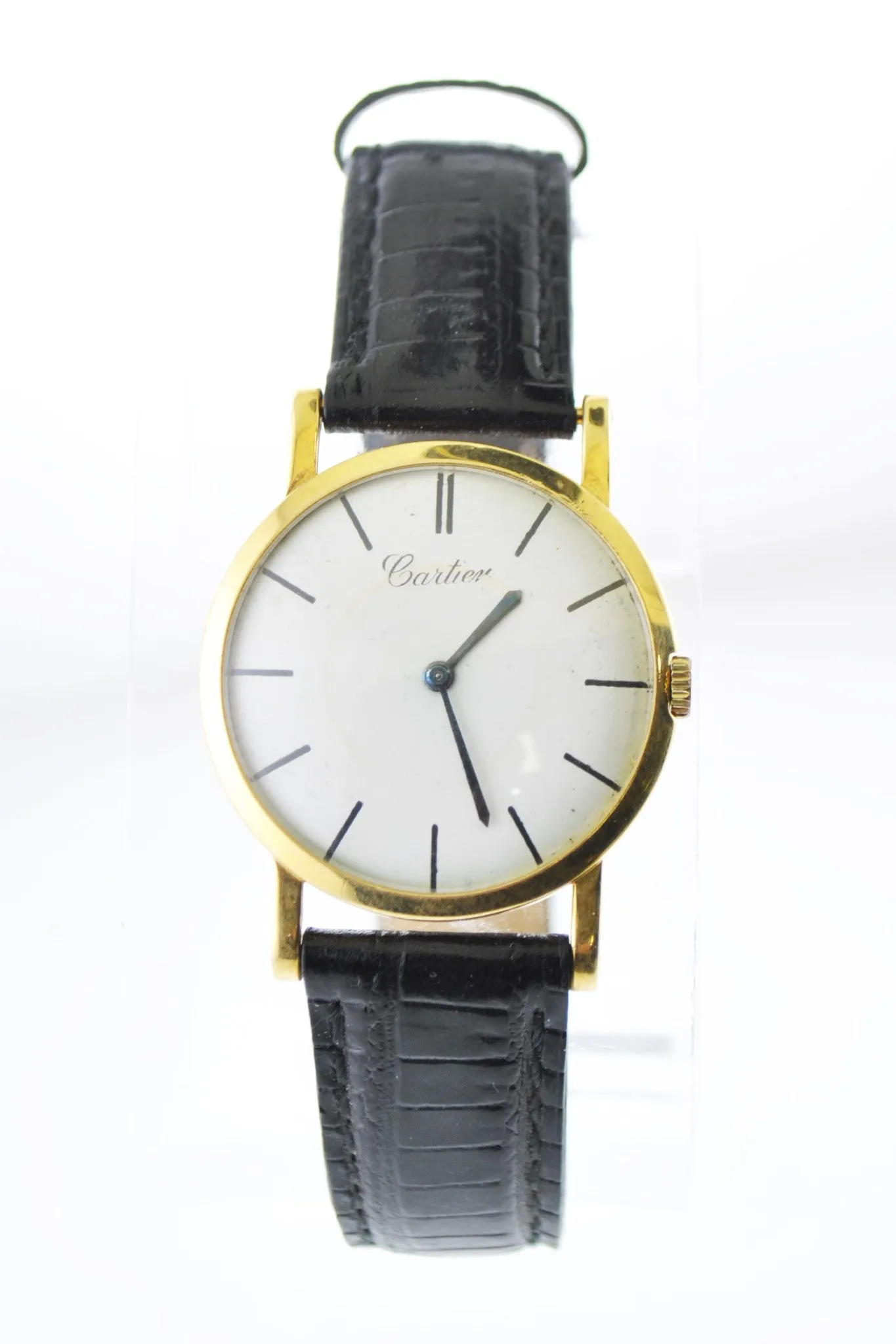 1930's Cartier Mechanic Round Wristwatch on Leather Strap in 18 Karat Yellow Gold - $40K VALUE