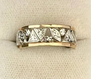 1930s Unique Intricate Filigree Design SYWG Band Ring - $5K Appraisal Value w/CoA!
