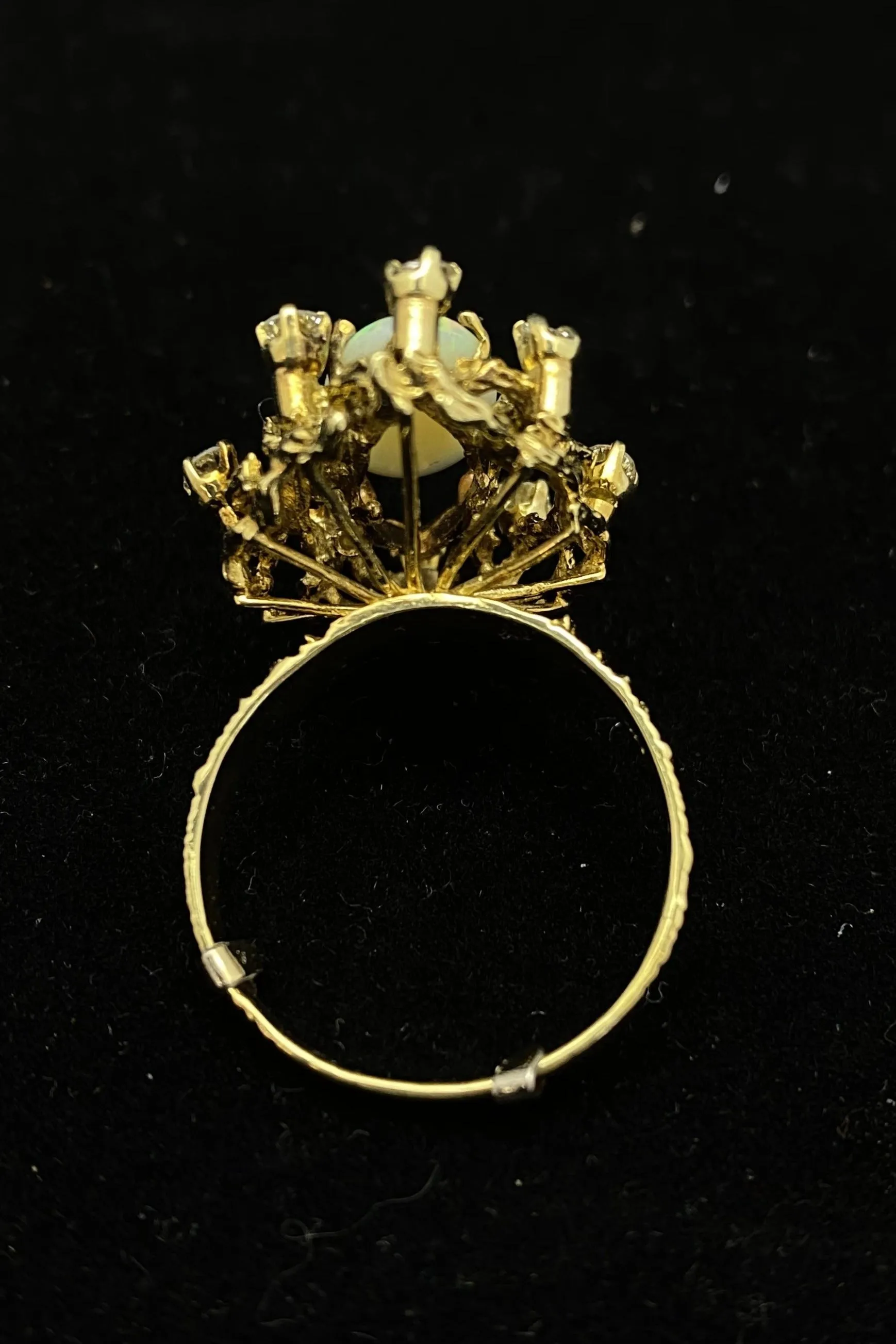 1940's Antique Designer Solid Yellow Gold Opal and Diamond Ring - $13K Appraisal Value w/ CoA!