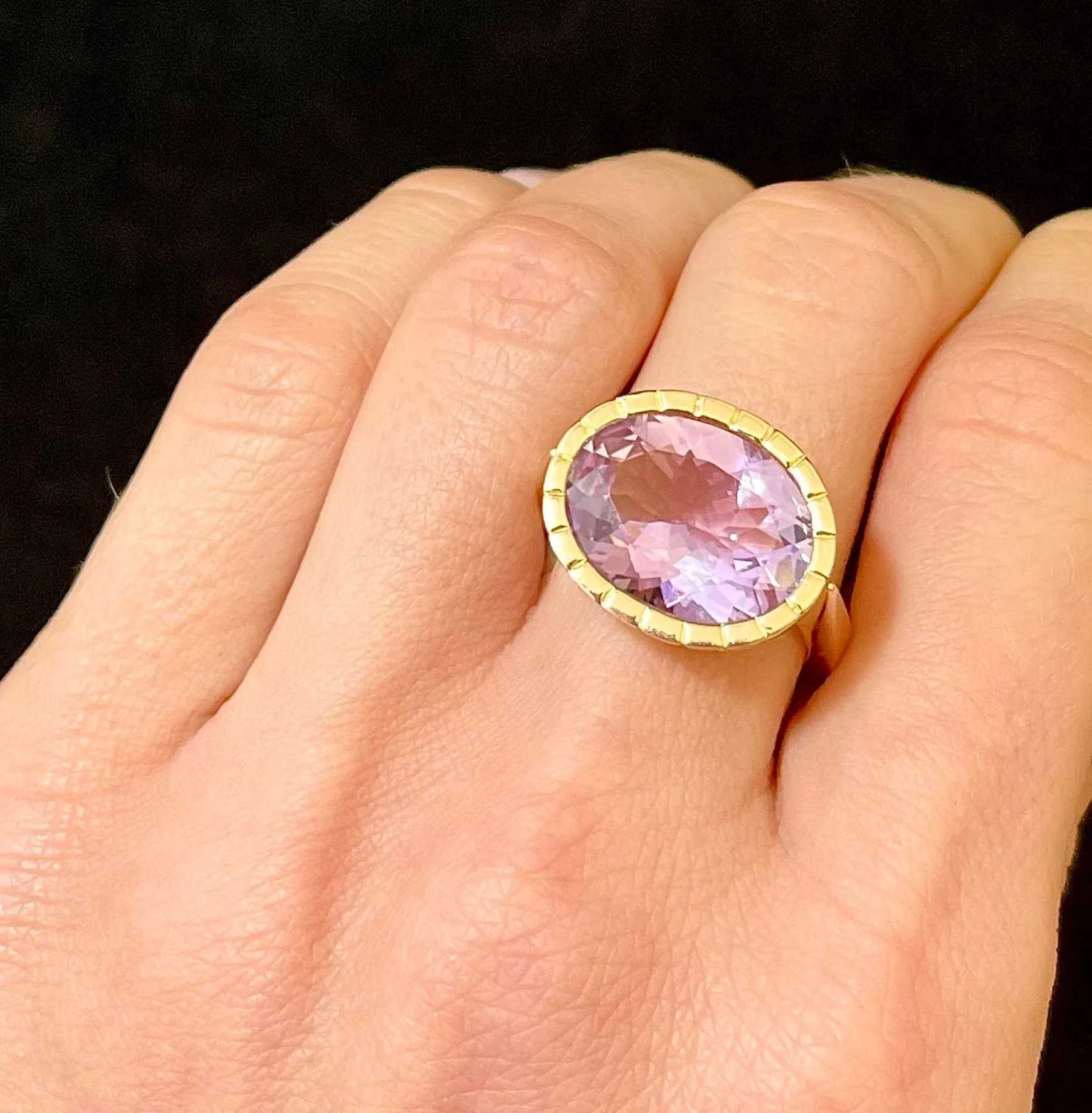 1940's Italian Designer Ring with Amethyst in SYG - $6K APR Value w/CoA!