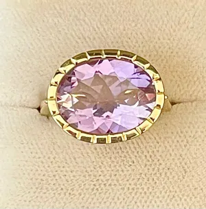 1940's Italian Designer Ring with Amethyst in SYG - $6K APR Value w/CoA!