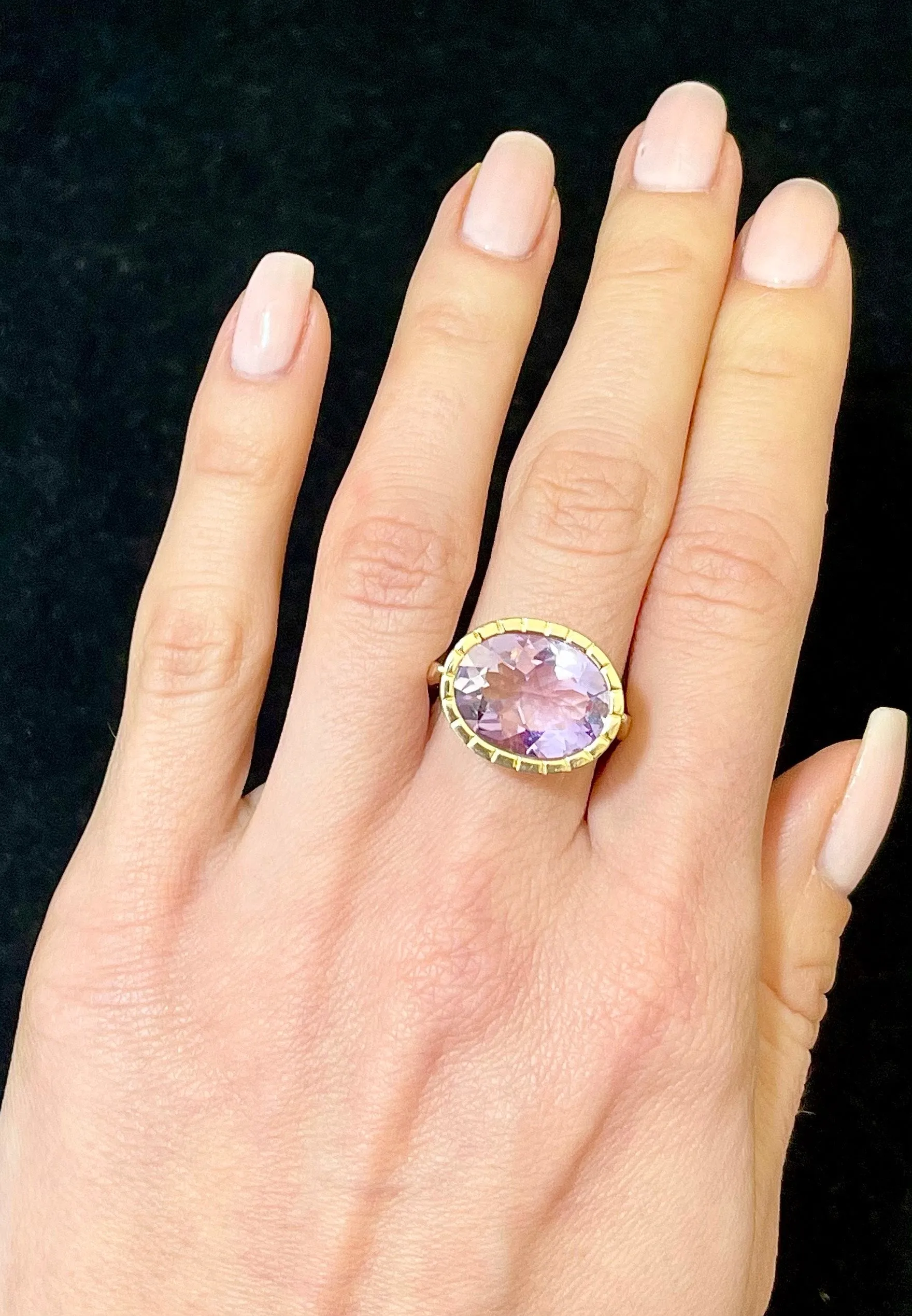 1940's Italian Designer Ring with Amethyst in SYG - $6K APR Value w/CoA!