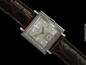 1942 IWC for Gumbiner World War II Era Mens Wristwatch - Platinum & Diamonds