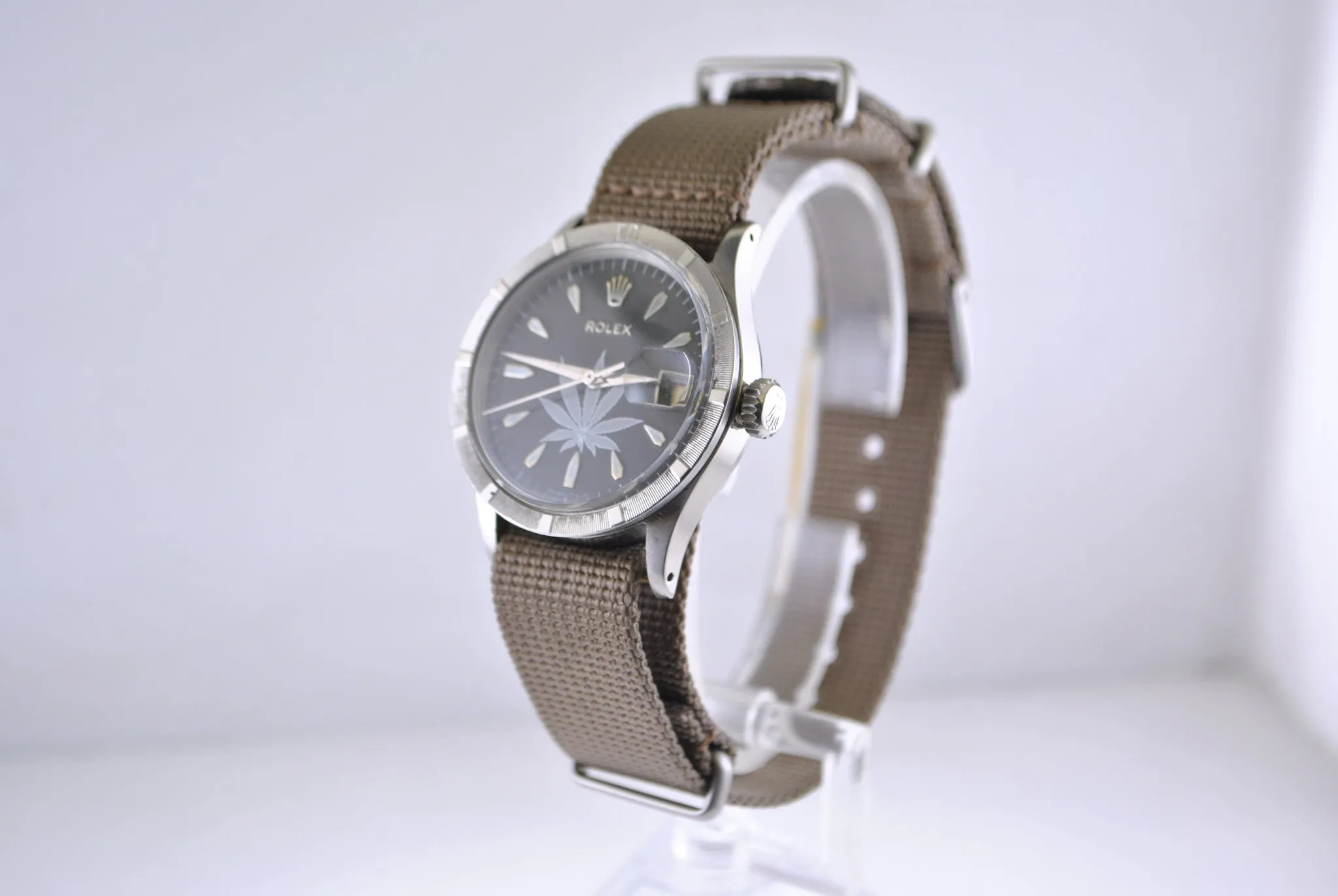 1950s Rolex Automatic in SS with Cannabis/Marijuana Leaf Dial and Date Feature - $20K VALUE