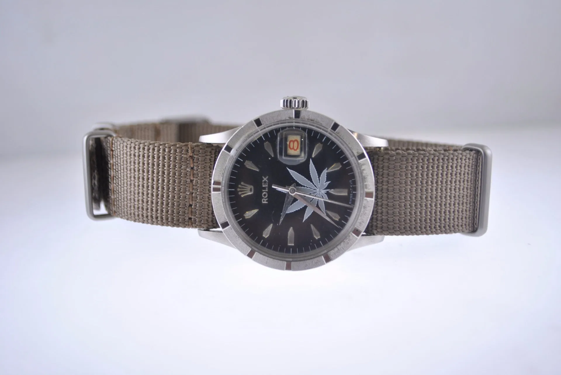 1950s Rolex Automatic in SS with Cannabis/Marijuana Leaf Dial and Date Feature - $20K VALUE