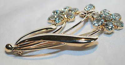 1950s Tiffany & Co. Vintage 20  Carat Aquamarine Flower Brooch in 14K Yellow Gold - $25K VALUE