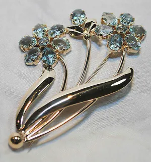 1950s Tiffany & Co. Vintage 20  Carat Aquamarine Flower Brooch in 14K Yellow Gold - $25K VALUE