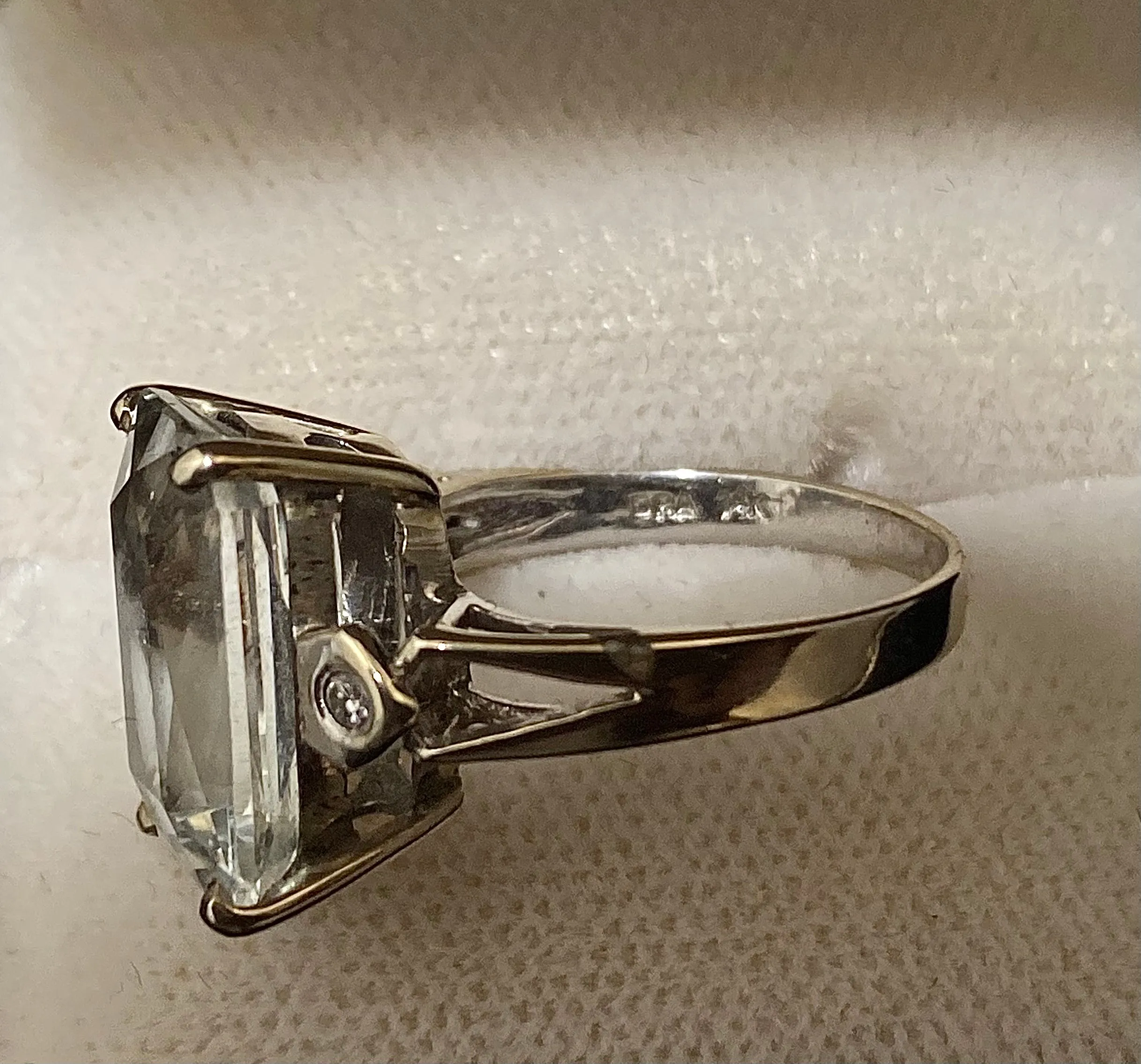 1950s Unique Designer's Solid White Gold Aquamarine w Diamond Ring - $8K Appraisal Value w/CoA}