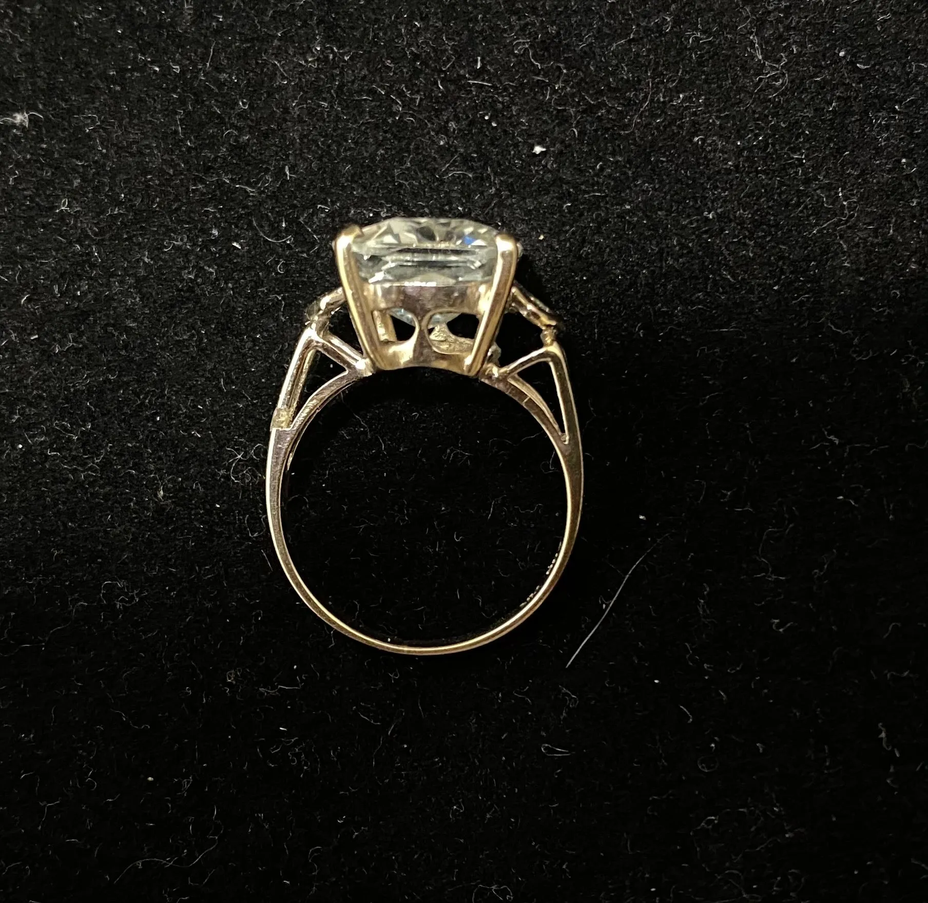 1950s Unique Designer's Solid White Gold Aquamarine w Diamond Ring - $8K Appraisal Value w/CoA}