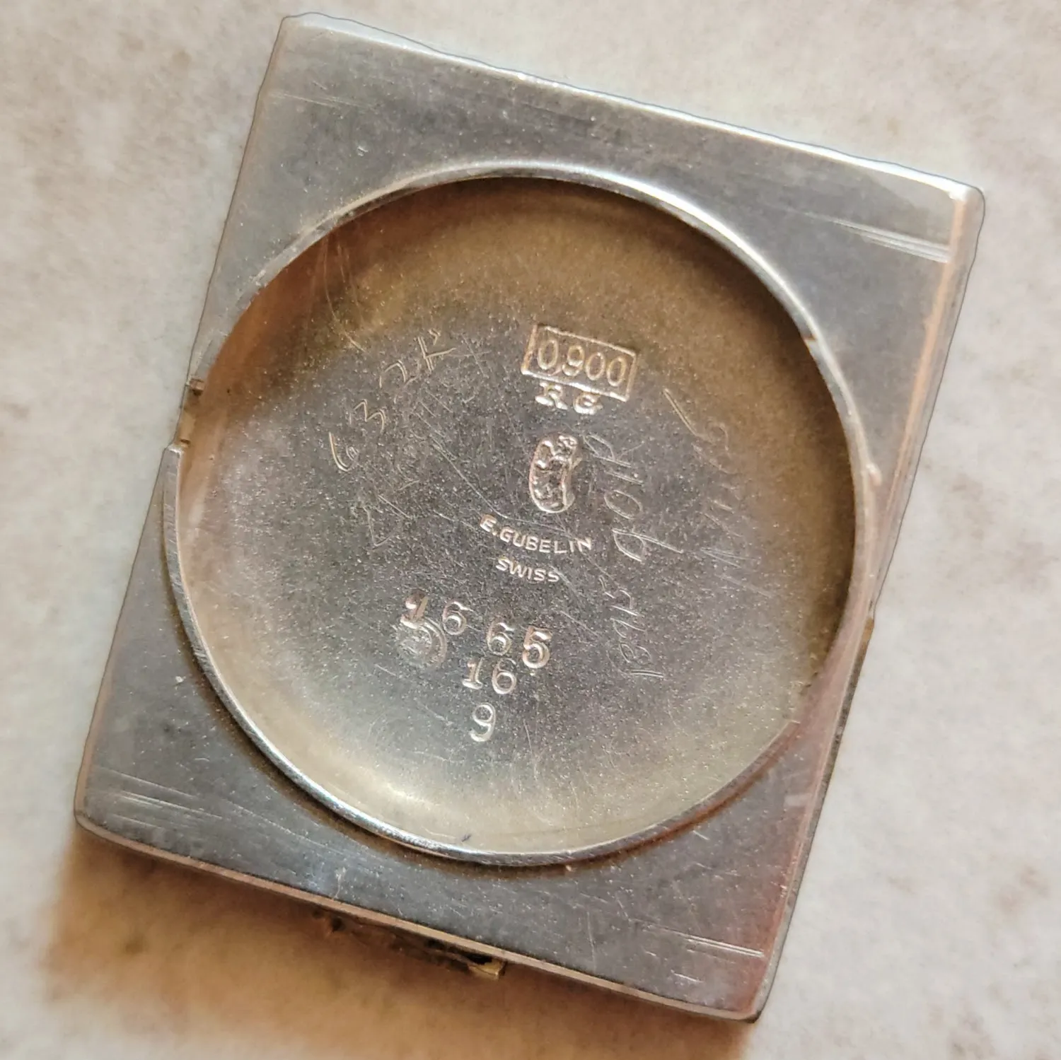 1952's E. GUBELIN LUCERNE Silver Art Deco Watch Swiss Made Wristwatch