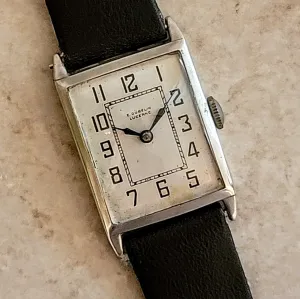 1952's E. GUBELIN LUCERNE Silver Art Deco Watch Swiss Made Wristwatch