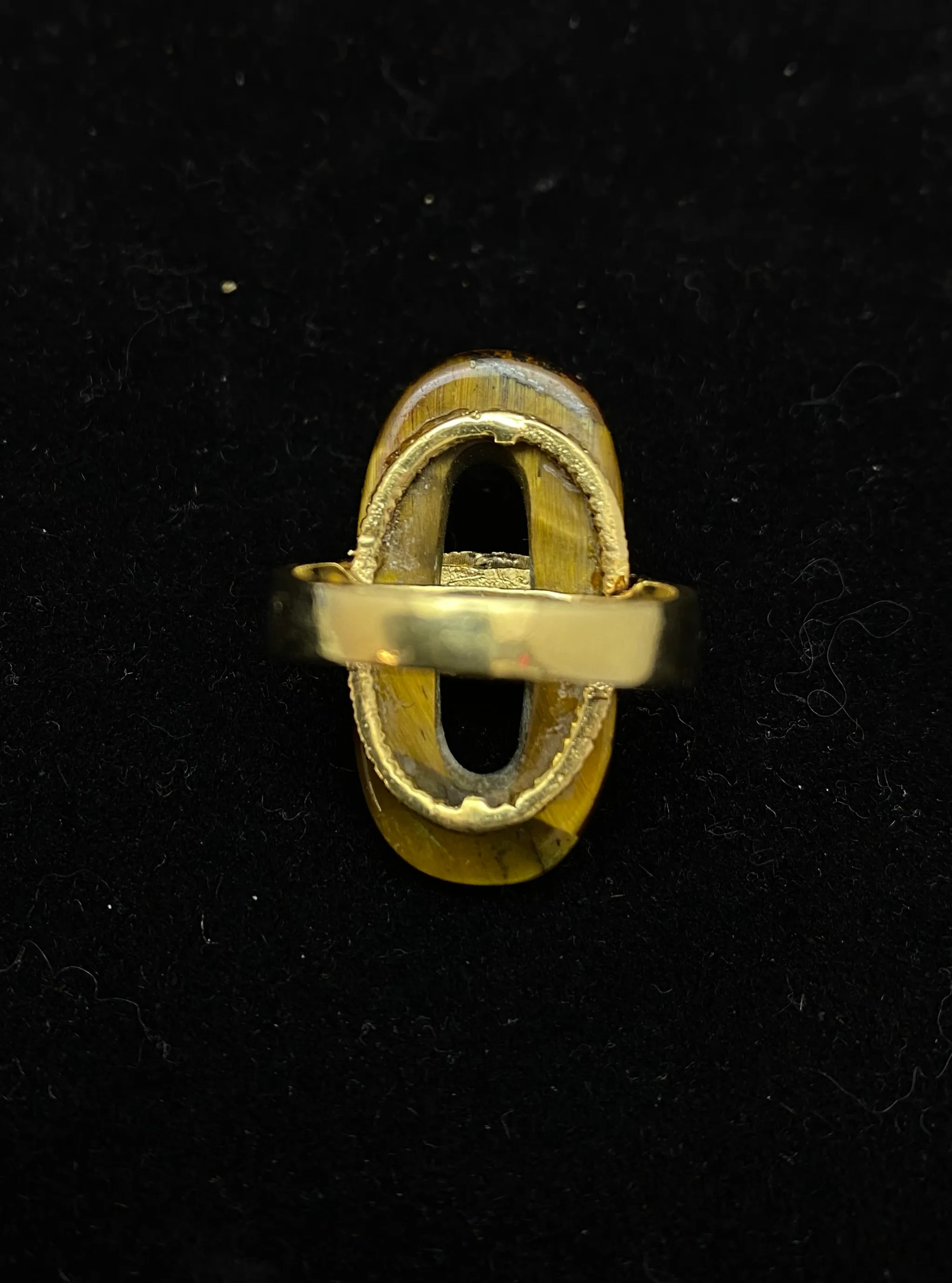 1960's Unique 20cts Tiger Eye Solid Yellow Gold Diamond Ring - $6K Appraisal Value w/ CoA!