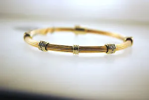 1960s Unique Vintage Diamond Bangle Bracelet in 18K Rose and White Gold - $10K VALUE