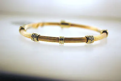 1960s Unique Vintage Diamond Bangle Bracelet in 18K Rose and White Gold - $10K VALUE