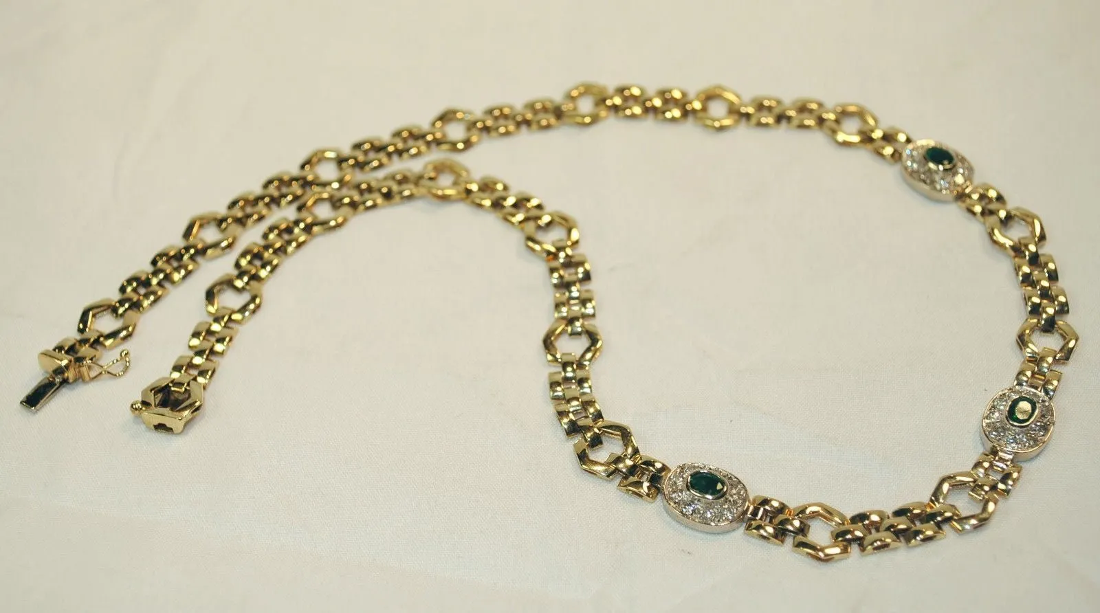 1960s Vintage Emerald & Diamond Necklace in Solid 14K Yellow & White Gold - $20K VALUE