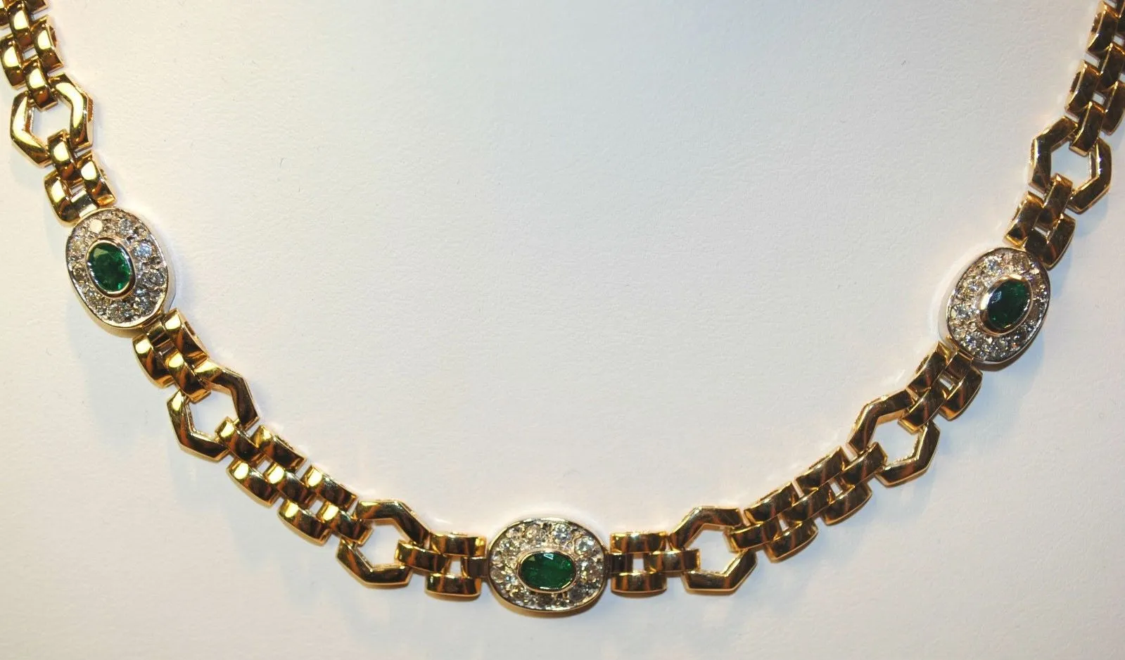1960s Vintage Emerald & Diamond Necklace in Solid 14K Yellow & White Gold - $20K VALUE