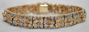 1970's Vintage Diamond Gold Nugget Tri-Color 14K Gold Bracelet - $20K VALUE