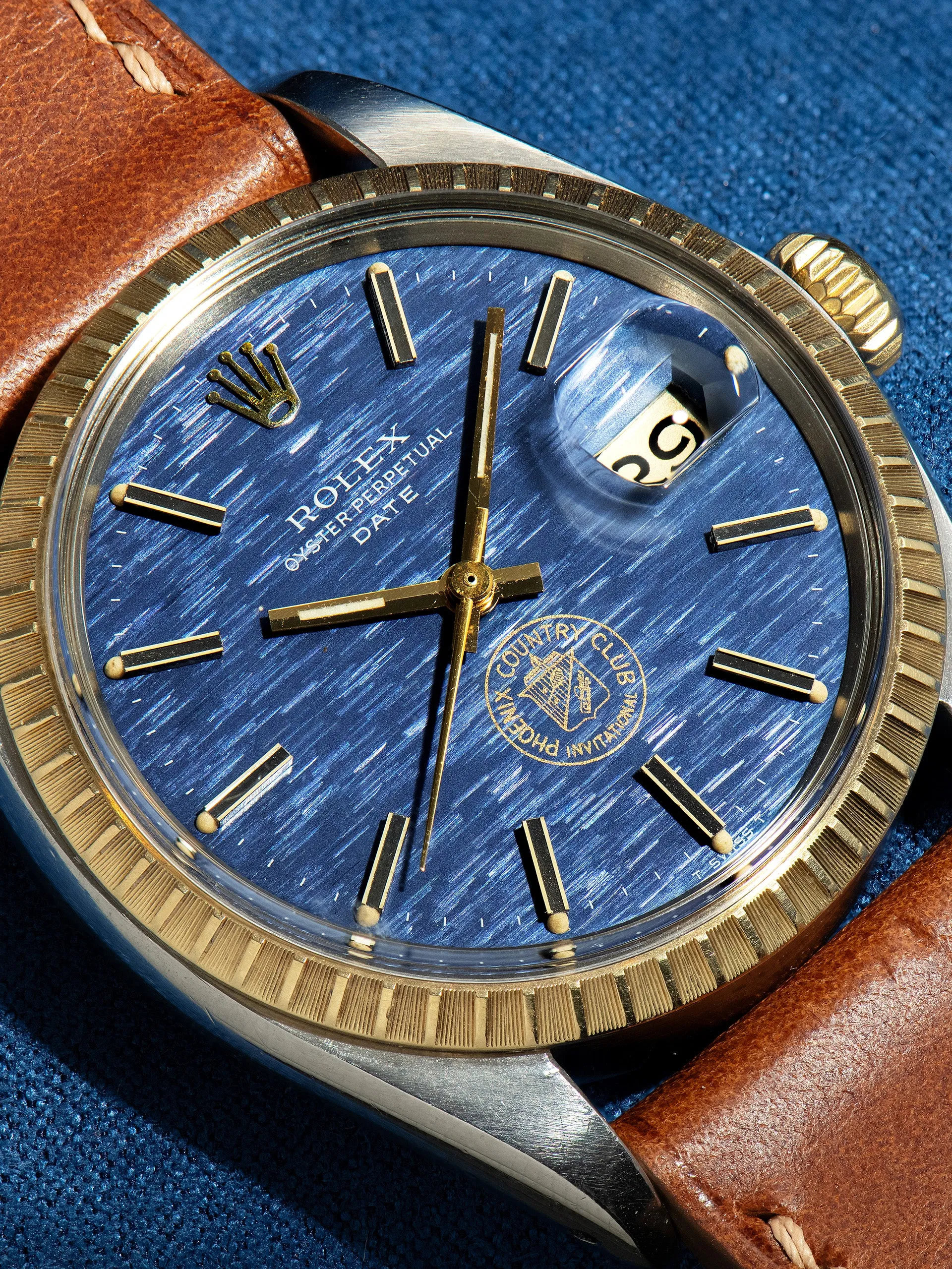 1971 Rolex Two-Tone Oyster-Perpetual Date (Ref. 1505) Blue Mosaic "Phoenix Country Club" Dial