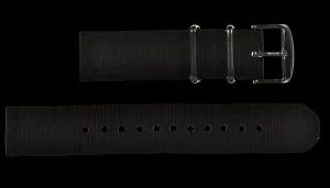 2 Piece 20mm Black NATO Military Watch Strap in Ballistic Nylon with Stainless Steel Fasteners