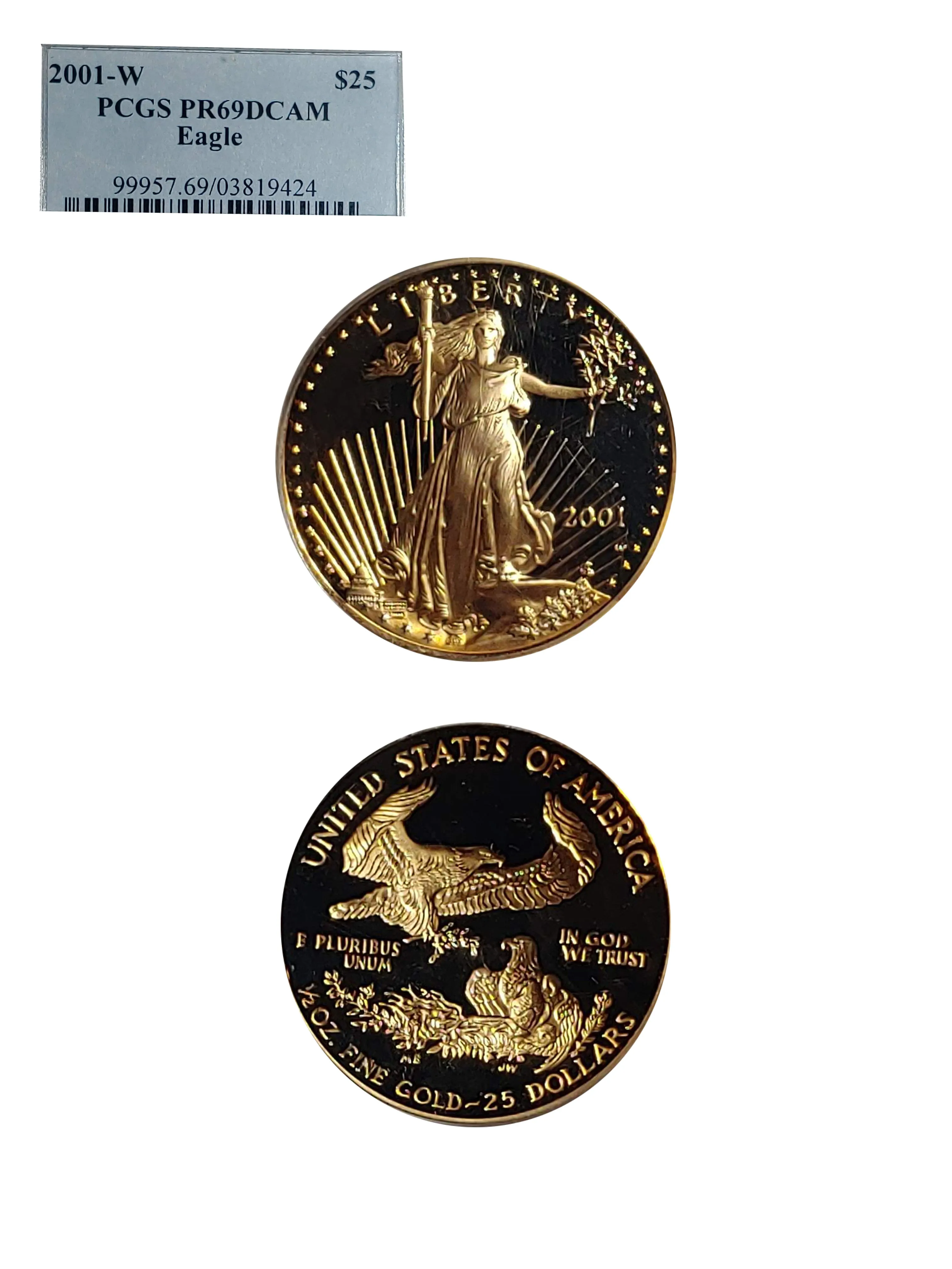 2001-W St. Gaudens 2001-W $25 Gold Eagle DCAM, PR-69 (PCGS) - $2.5K APR Value w/ CoA! ★✓