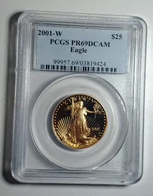 2001-W St. Gaudens 2001-W $25 Gold Eagle DCAM, PR-69 (PCGS) - $2.5K APR Value w/ CoA! ★✓