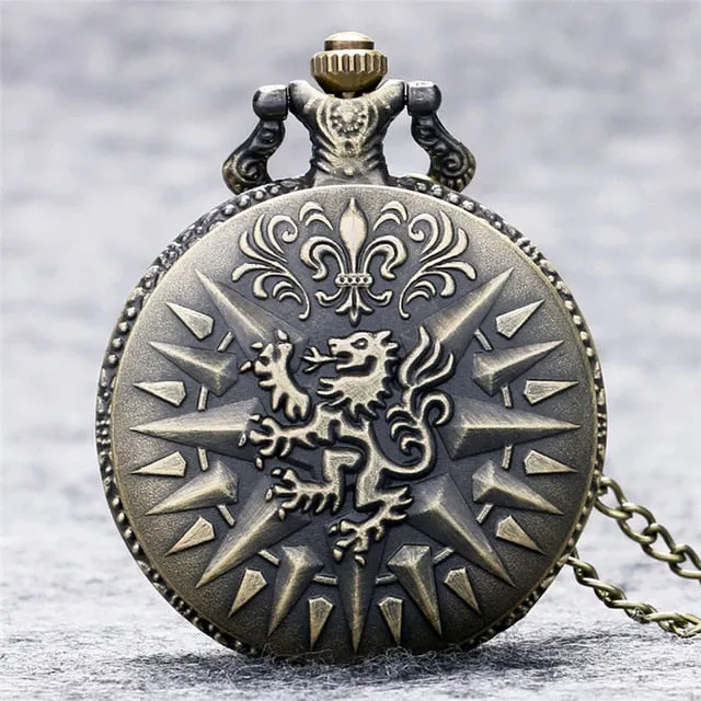 2016 Antique Game of Thrones Stark Family Crest Winter is Coming Design Pocket Watch Unique Gifts Unisex Fob Clock