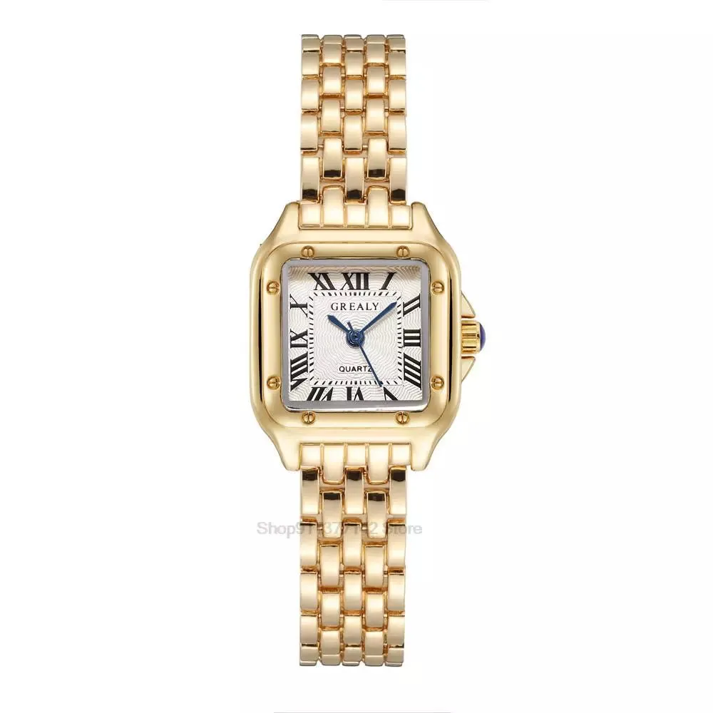 2023 Luxury Women's Fashion Square Watches Gold Alloy Strap Ladies Quartz Wristwatches Qualities Female Roman Scale Clock