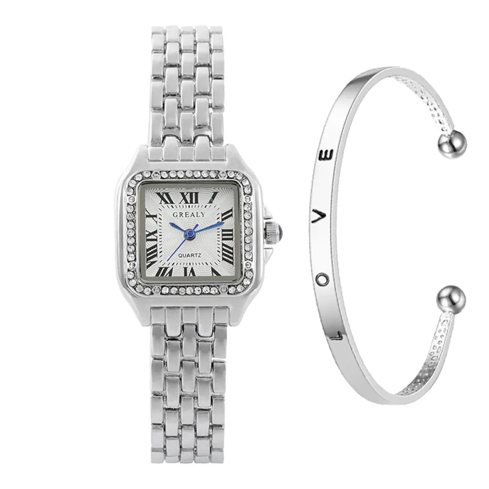 2023 Luxury Women's Fashion Square Watches Gold Alloy Strap Ladies Quartz Wristwatches Qualities Female Roman Scale Clock