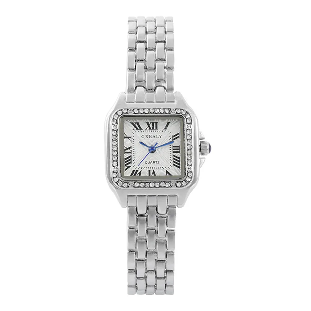 2023 Luxury Women's Fashion Square Watches Gold Alloy Strap Ladies Quartz Wristwatches Qualities Female Roman Scale Clock