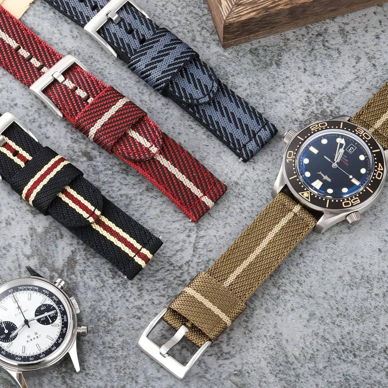 20mm 22mm Fast Release Nylon Watch band with Stainless Steel Buckle, Two-Piece Waterproof Nylon Watch Strap for Men and Women