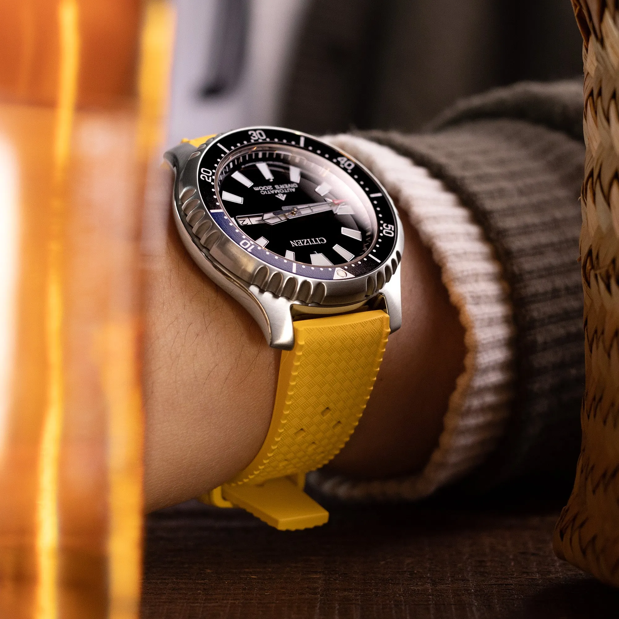 20mm Quick Release Tropical-Style FKM rubber watch strap, Yellow