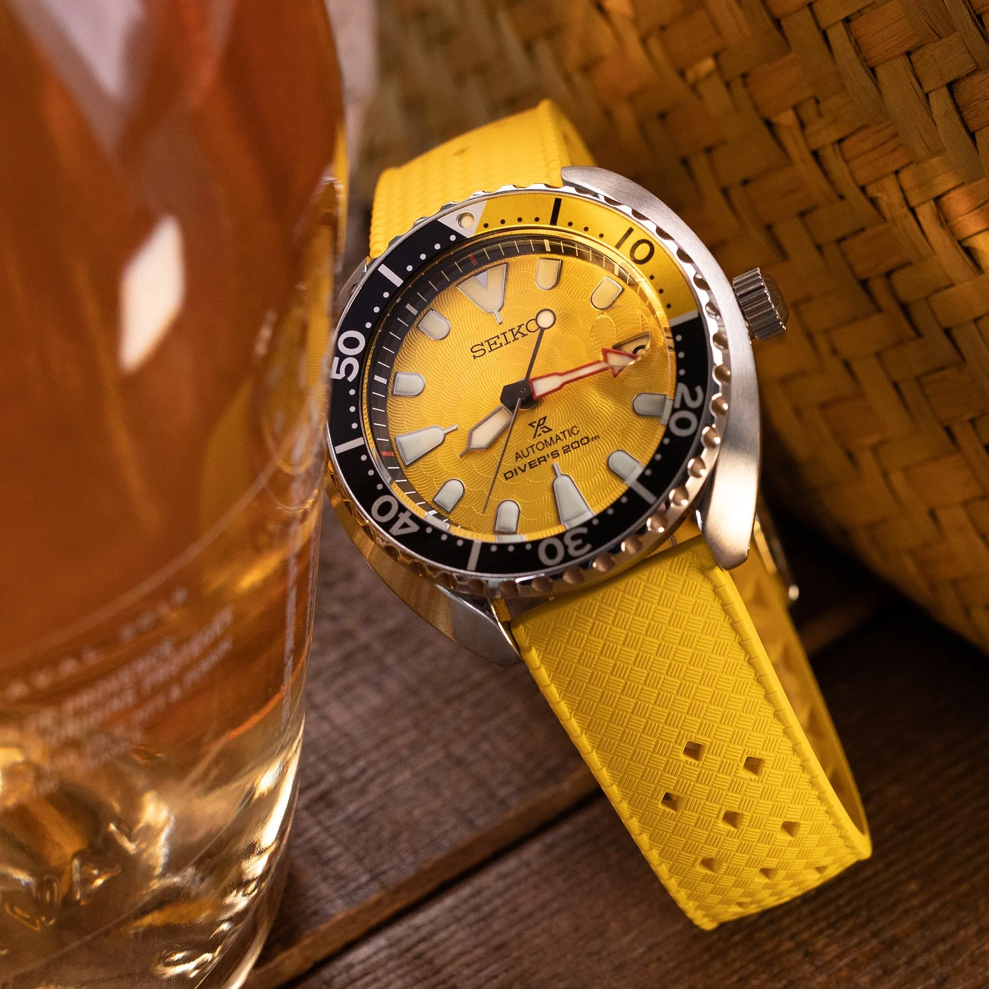 20mm Quick Release Tropical-Style FKM rubber watch strap, Yellow